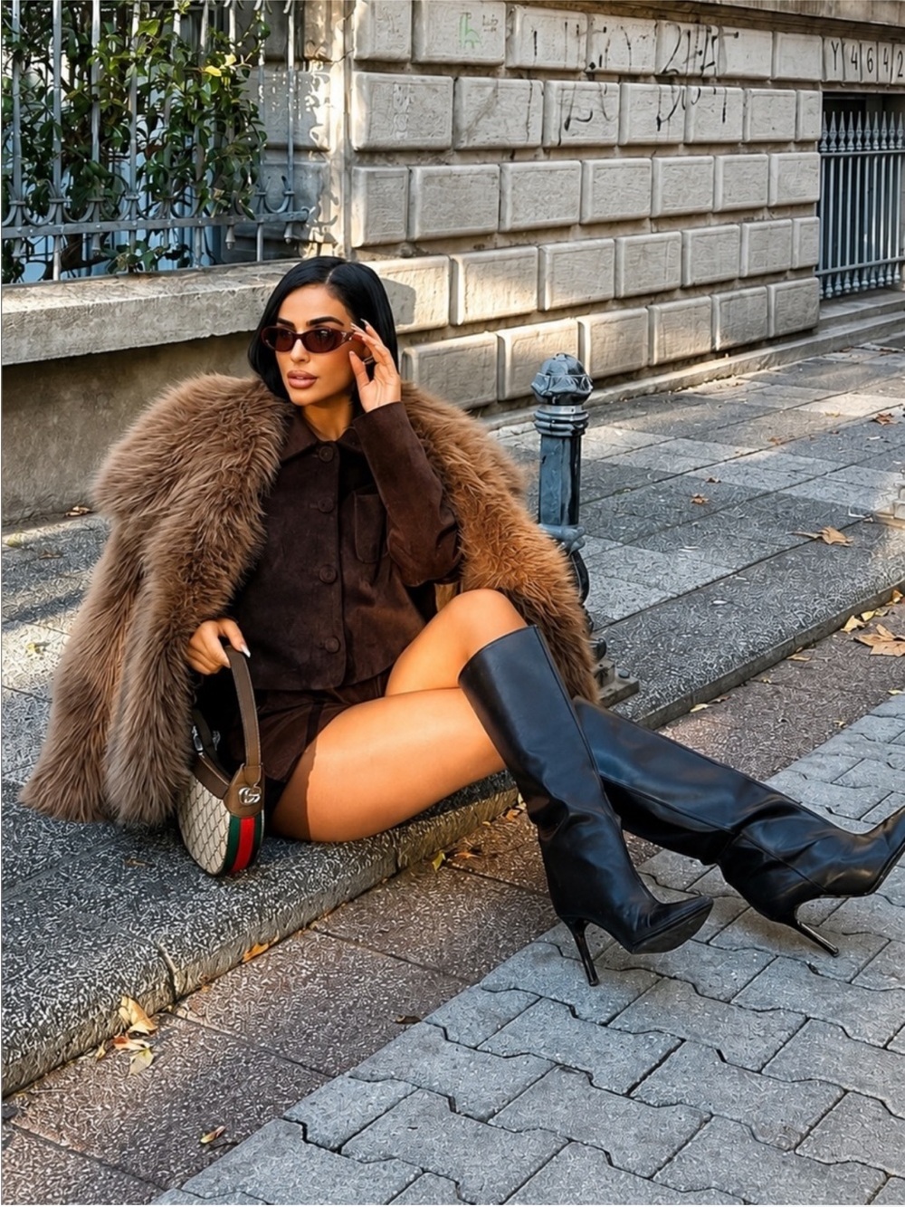 Zara light brown faux fur short coat